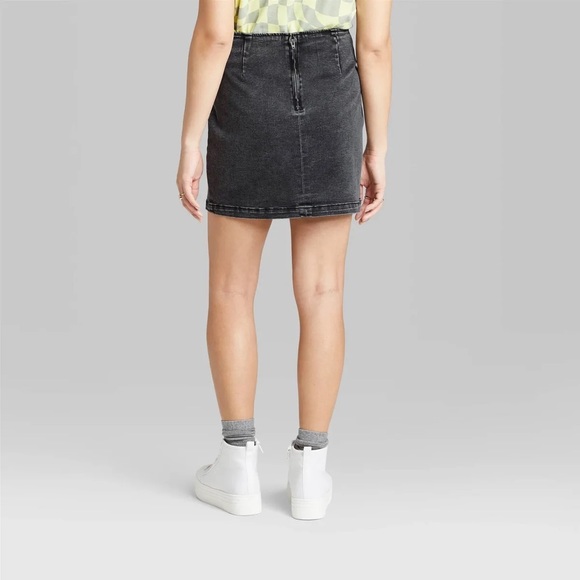 Womens Notch Front Denim Mini Skirt Black Wash - Wild Fable - Picture 2 of 7